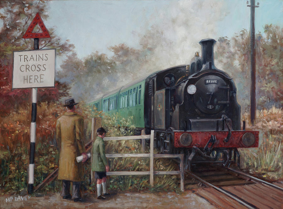 Train Painting - M7 Steam engine in the Southern Countryside by Martin Davey