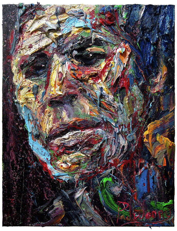 m948- Expressionism-abstract-Man tough portrait painting-abstract wall ...