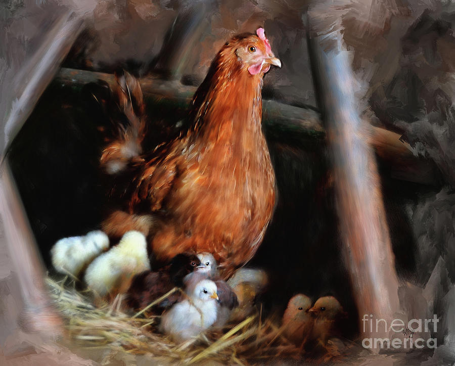 Ma And Her Chicks Digital Art by Lois Bryan
