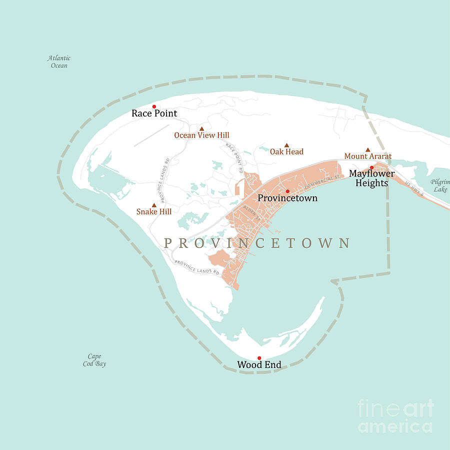 Ma Barnstable Provincetown Vector Road Map Digital Art By Frank