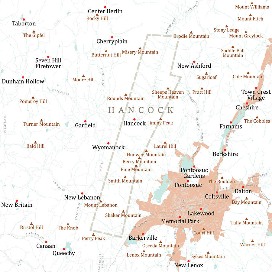 Ma Berkshire Hancock Vector Road Map Frank Ramspott 