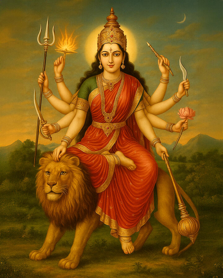 Ma Durga on Her Lion Hindu Goddess of Divine Power Digital Art by Atma Jyoti Ashram Ma Durga on Her Lion Hindu Goddess of Divine Power Digital Art by Atma Jyoti Ashram