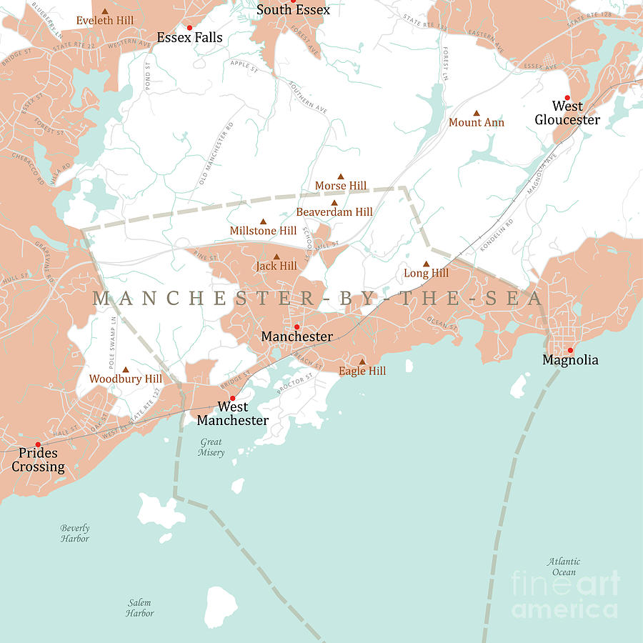 MA Essex ManchesterbytheSea Vector Road Map Digital Art by Frank Ramspott Fine Art America
