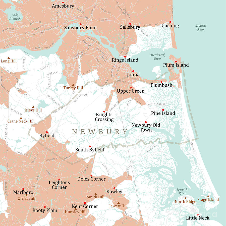 MA Essex Newbury Vector Road Map Digital Art By Frank Ramspott Pixels   Ma Essex Newbury Vector Road Map Frank Ramspott 