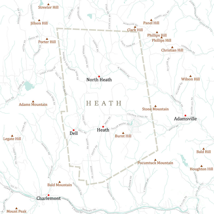 Map Digital Art - MA Franklin Heath Vector Road Map by Frank Ramspott