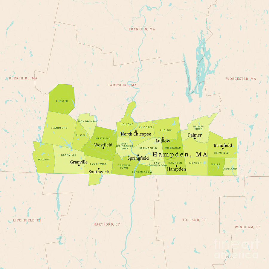 MA Hampden Vector Map Green Digital Art By Frank Ramspott Fine Art   Ma Hampden Vector Map Green Frank Ramspott 