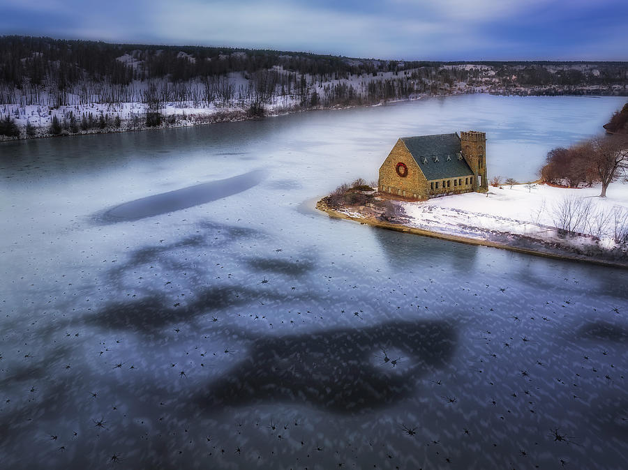 Winter Photograph - MA Old Stone Church  by Susan Candelario