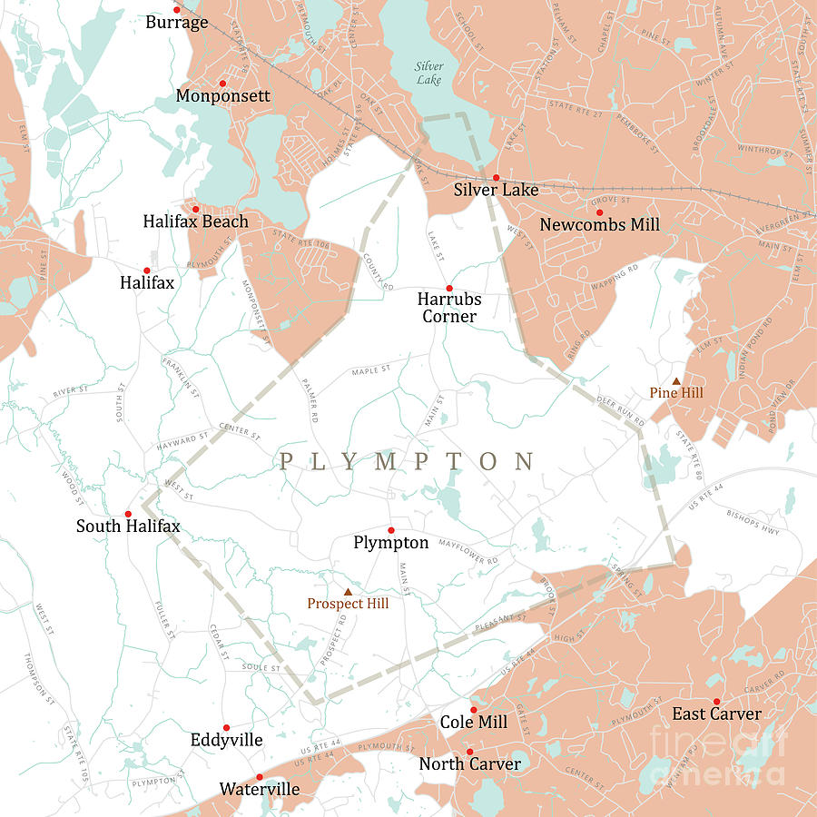 MA Plymouth Plympton Vector Road Map Digital Art By Frank Ramspott   Ma Plymouth Plympton Vector Road Map Frank Ramspott 