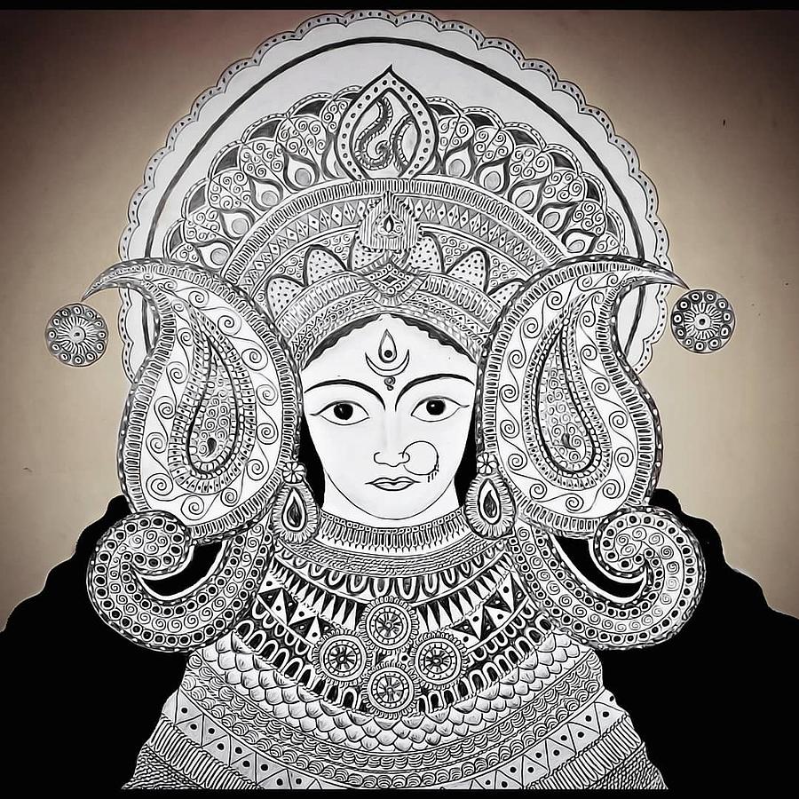 How to Draw Durga Maa Face, Durga Puja Special Drawing, Navratri Drawing  Easy, Part - 1 - YouTube