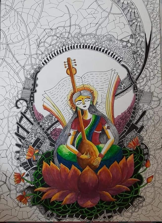 Fine Arts Guruji - Art by @fineartsguruji Maa Saraswati drawing #drawing # sketch #goddess #Saraswati #saraswatipuja #saraswati_puja #fineartsguruji  #art #artwork #artist #realism #realisticdrawing #realisticart #realistic  #realisticpainting ...