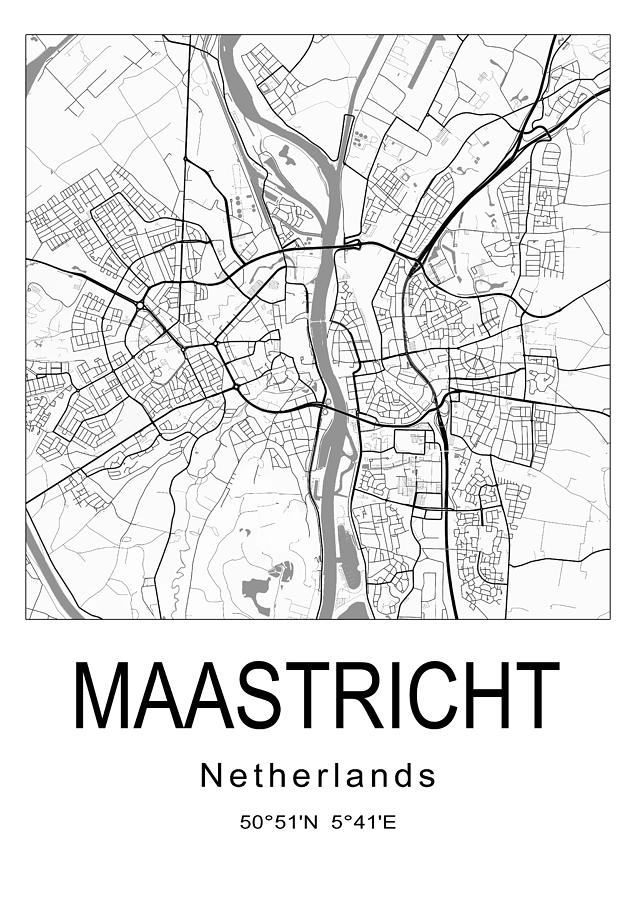 Maastricht city map #001 Digital Art by Dandi Studio - Fine Art America