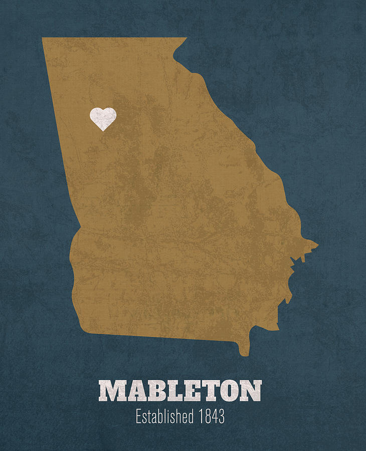 Mableton Georgia City Map Founded 1843 Georgia Tech University Color ...