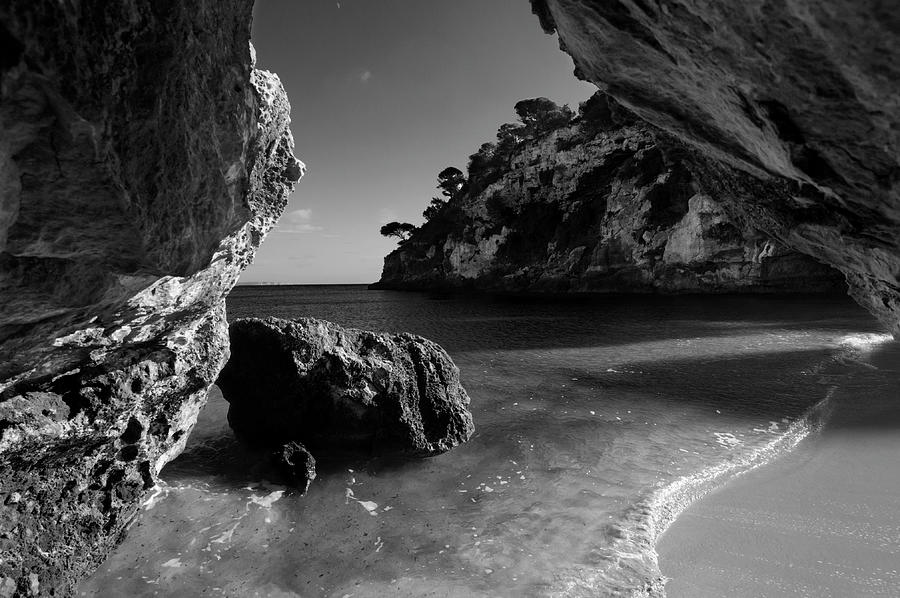 Macarelleta beach in Menorca Black and white edition Photograph by Pedro Cardona Llambias