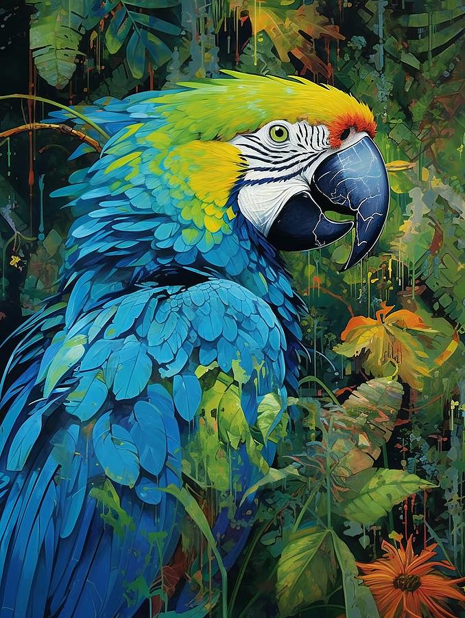 Jungle Digital Art - Macaw Azure by Caito Junqueira