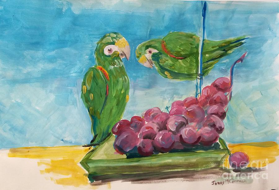 Macaw Pair with Grapes Painting by James McCormack