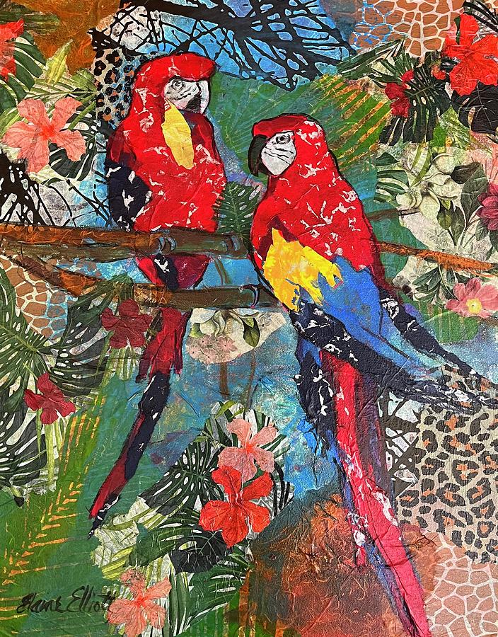 Macaw Paradise Painting by Elaine Elliott