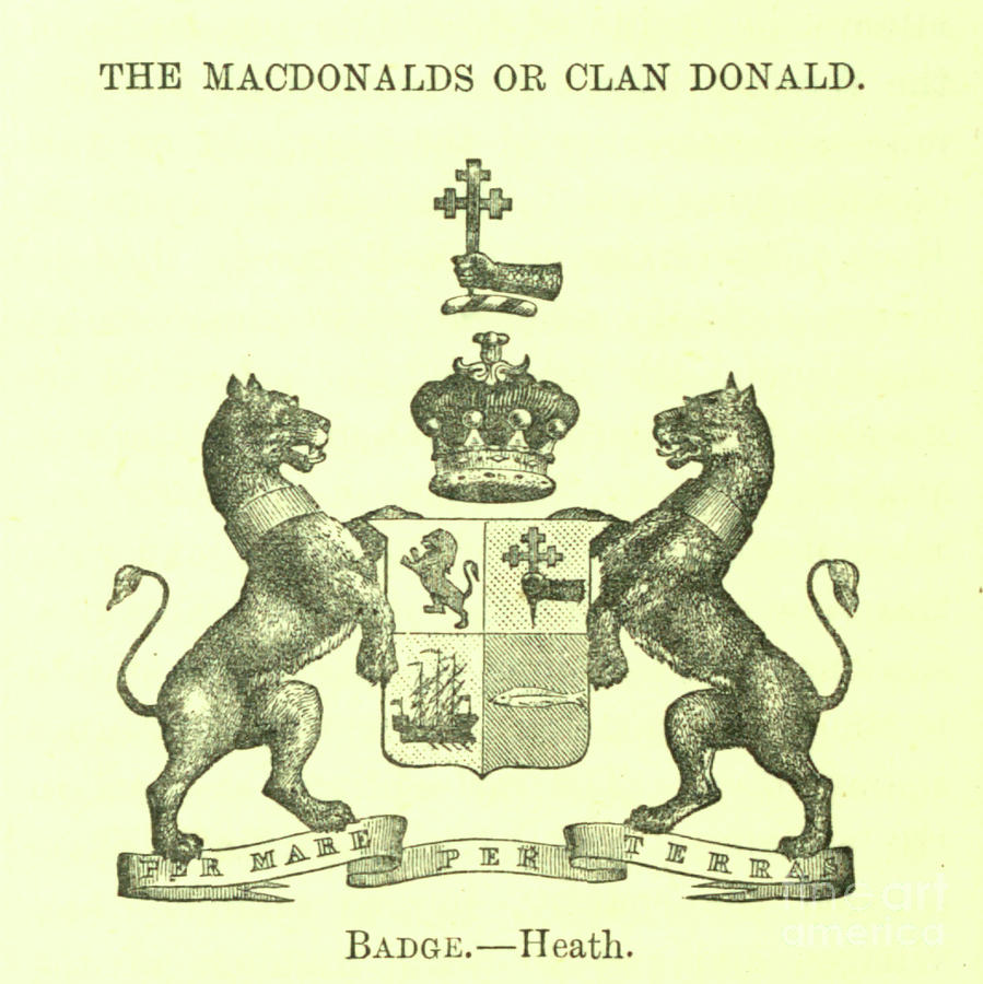 Macdonald Coat Of Arms, Crest, And Motto N1 Drawing By Historic ...