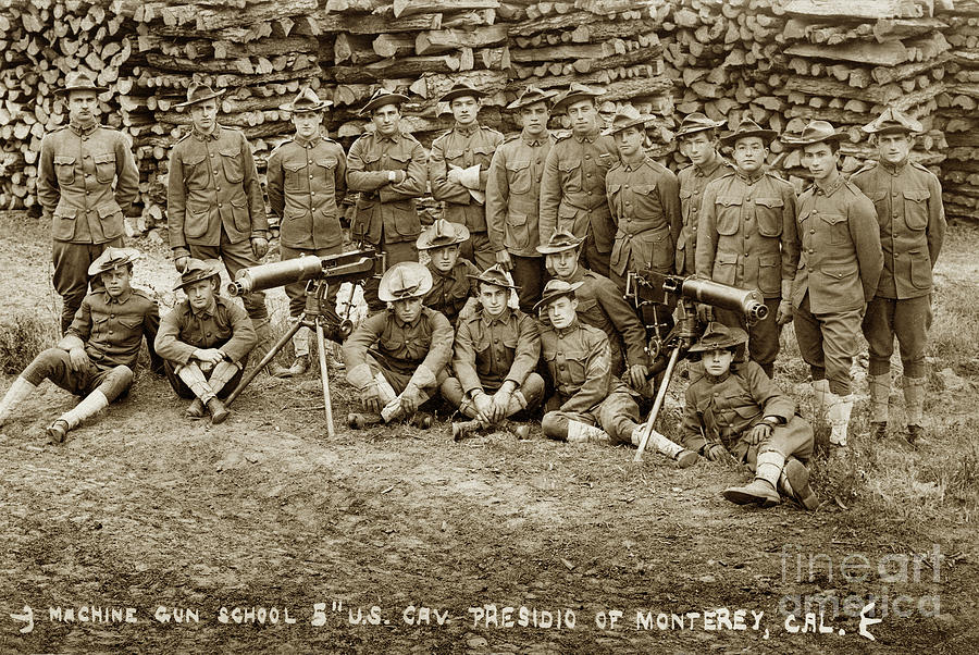 Soldiers Photograph - Machine gun  school 5 Presidio of Monterey 1905 by Monterey County Historical Society