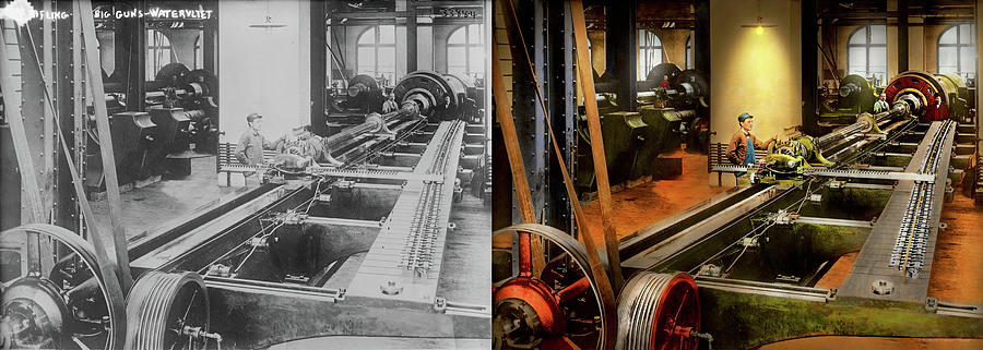 Machinist - Gun - Rifling Cannons 1910 - Side by Side Photograph by Mike Savad