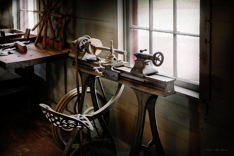 Machinist - Lathe - Pedal lathe Photograph by Mike Savad Machinist - Lathe - Pedal lathe Photograph by Mike Savad