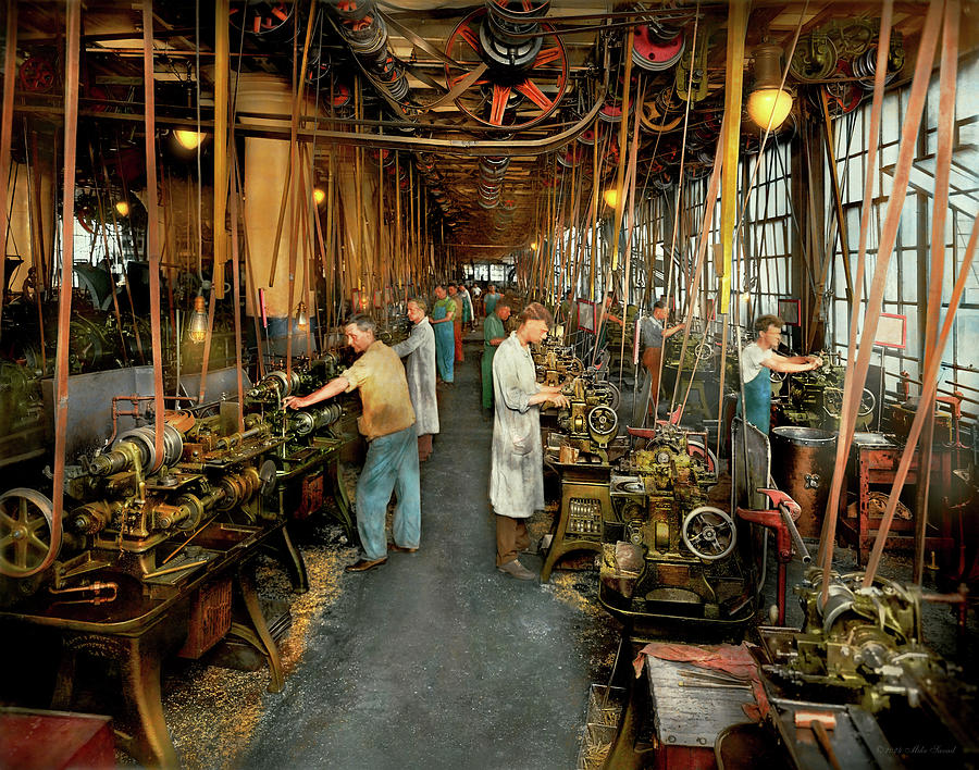 Machinist - Machine shop at Splitdorf Electrical Corp 1931 Photograph by Mike Savad