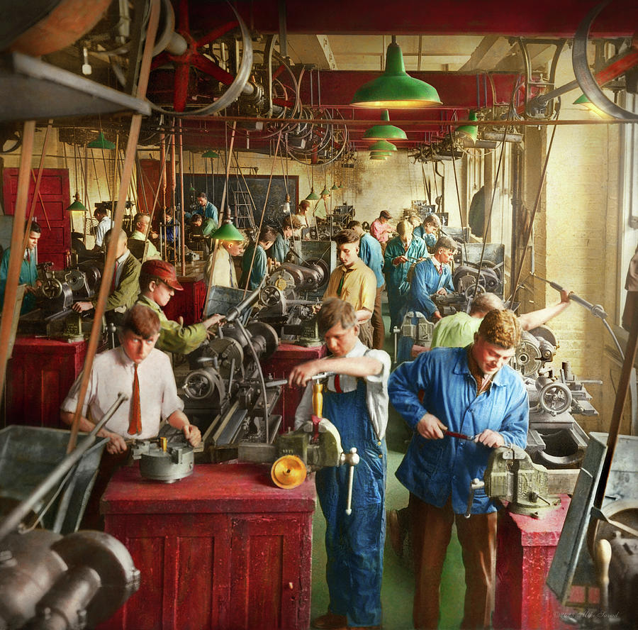 Machinist - Machine shop class 1929 Photograph by Mike Savad