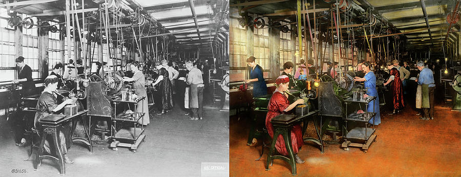 Machinist - School - Machining for freedom 1917 - Side by Side Photograph by Mike Savad