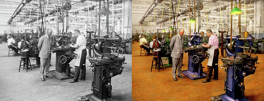 Machinist - The Atwater Kent factory 1925 - Side by Side Photograph by Mike Savad