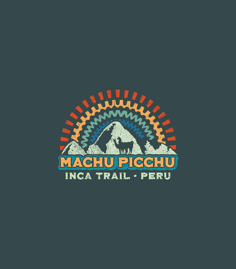 Vintage Digital Art - Machu Picchu Retro Inca Trail Peru Vintage Mountain Llama by Devika Zoha