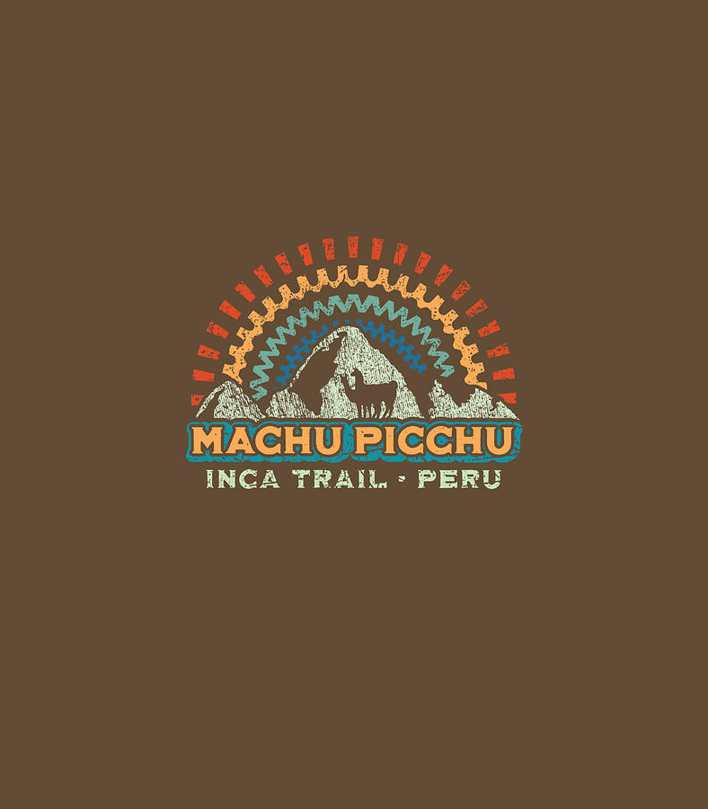 Vintage Digital Art - Machu Picchu Retro Inca Trail Peru Vintage Mountain Llama by Kayner Sonam