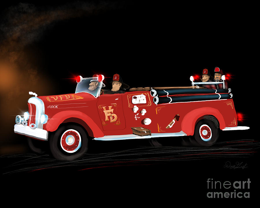 Mack Fire Engine Digital Art by Doug Gist