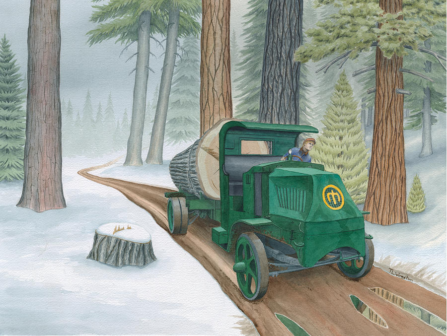 Mack Log Truck Painting by Timothy Livingston