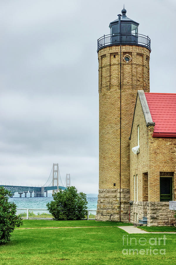 Mackinac Bridge And Lighthouse Photograph by Jennifer White