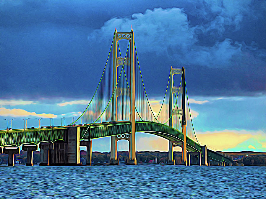 Mackinac Bridge Expressionism Abstract Photograph by Bill Swartwout