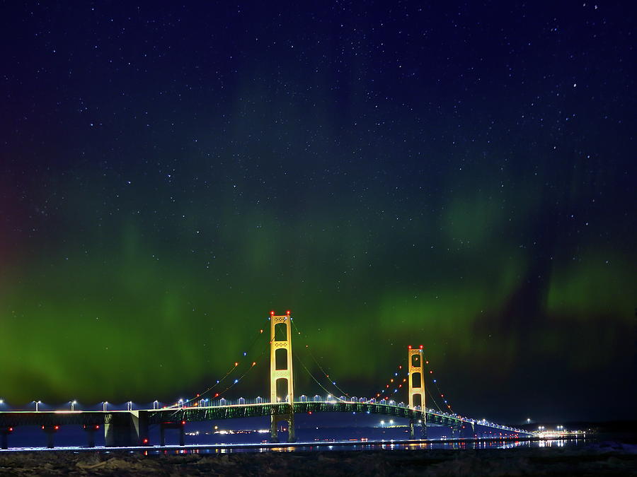 Mackinac bridge with Aurora Photograph by Alex Nikitsin - Pixels