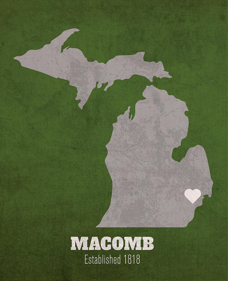 Macomb Michigan City Map Founded 1818 Michigan State University Color ...