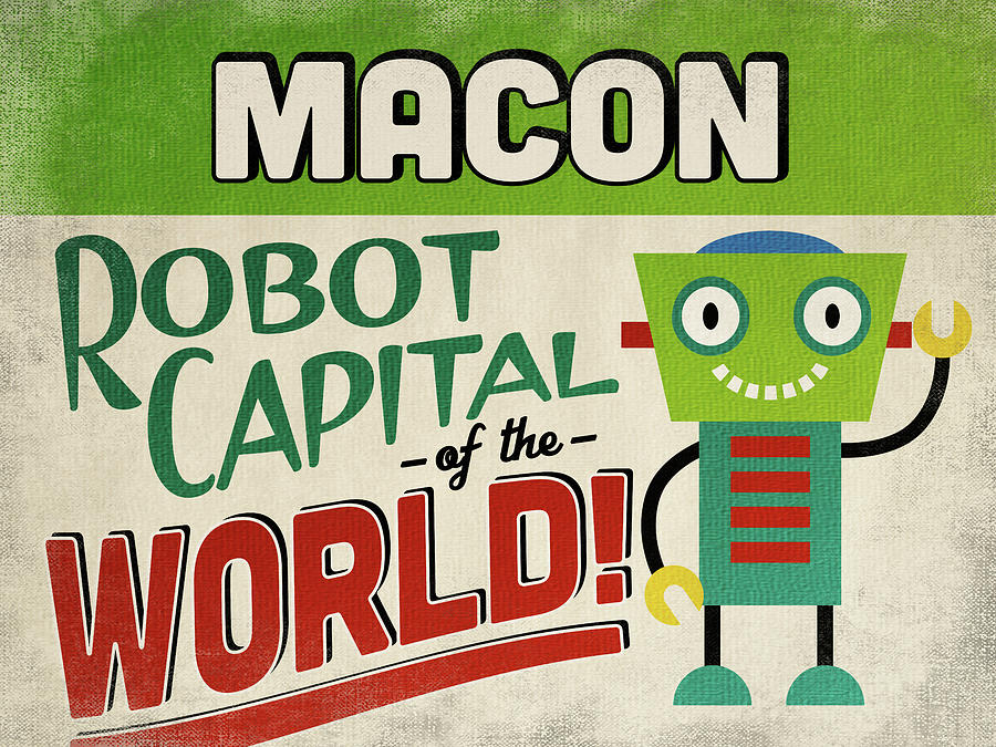 Vintage Digital Art - Macon Georgia Robot Capital by Flo Karp