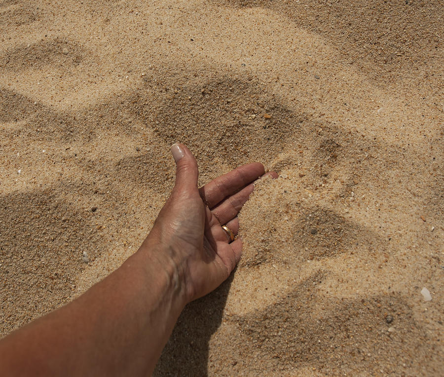 Macro of hand in sand Photograph by Lyn Holly Coorg