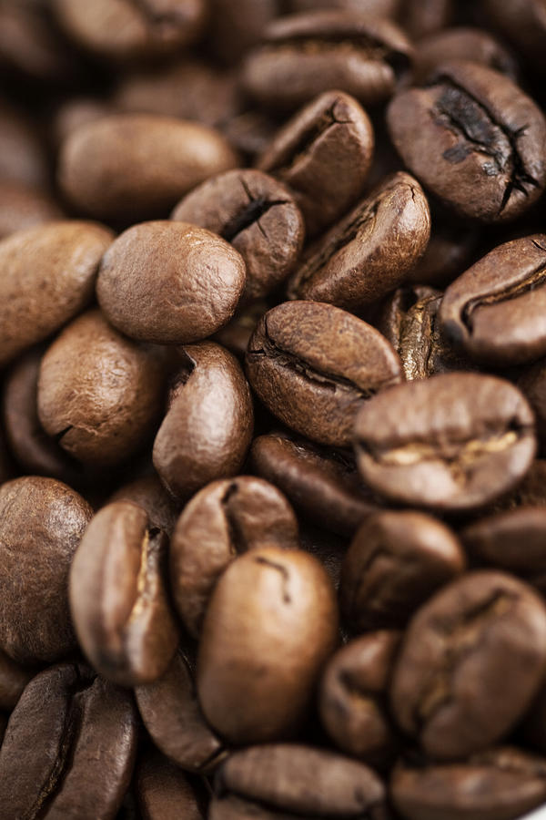 Macro shot of coffee beans - shallow depth of field. Photograph by Kativ