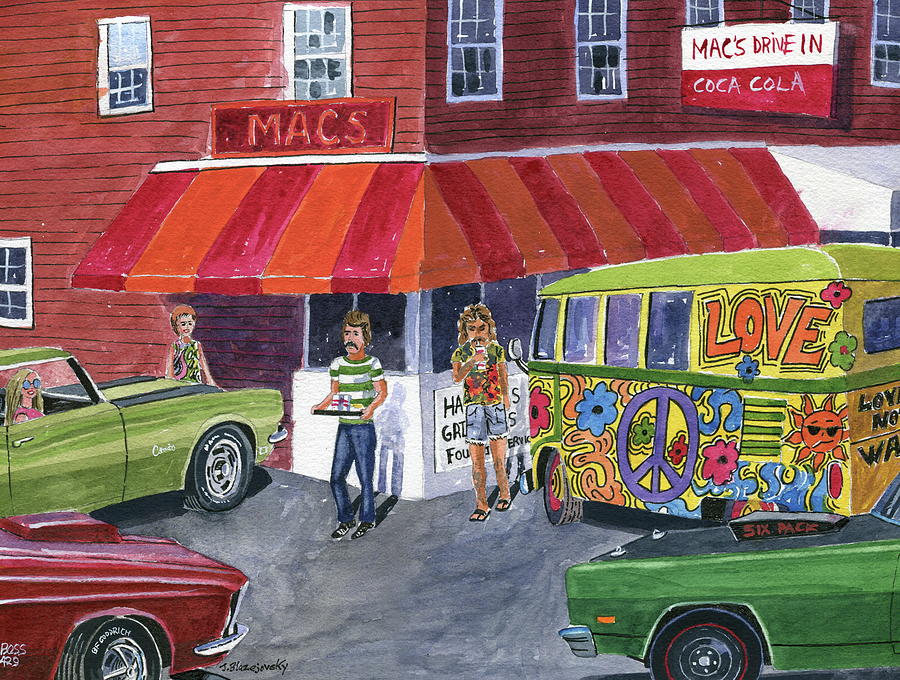 Macs Drive In 1969 Painting by Jeff Blazejovsky