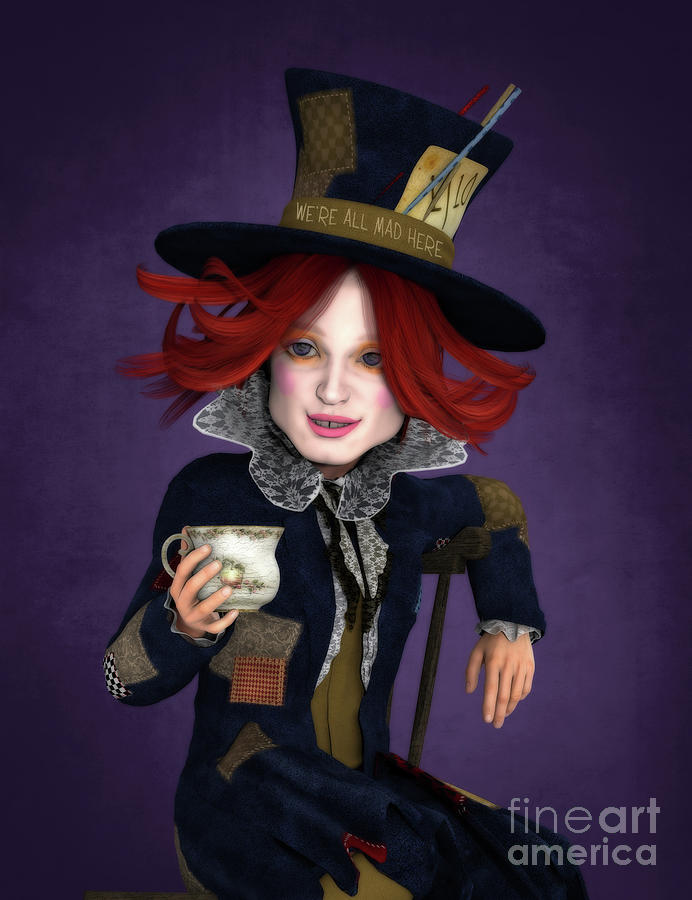 Hat Painting - Mad Hatter Portrait by Two Hivelys