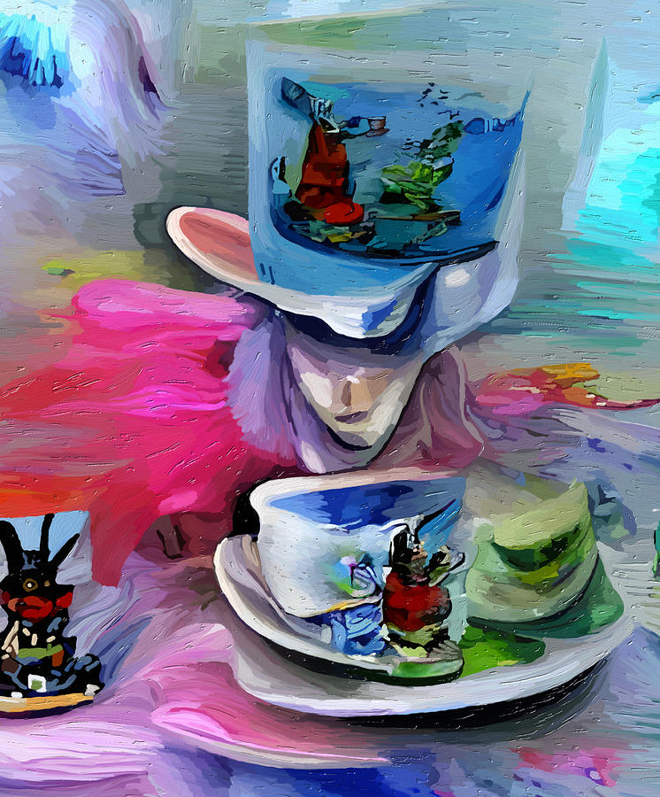Mad Hatters Tea Party Mixed Media by Ann Leech