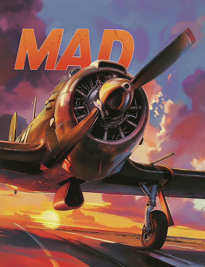 MAD Sunset Airplane Comic Book Cover 01 Digital Art by YoPedro - Fine ...