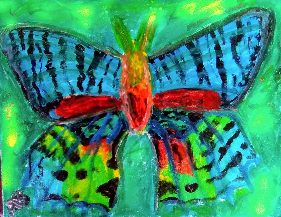 Madagascan Sunset Moth Painting by Andrew Blitman