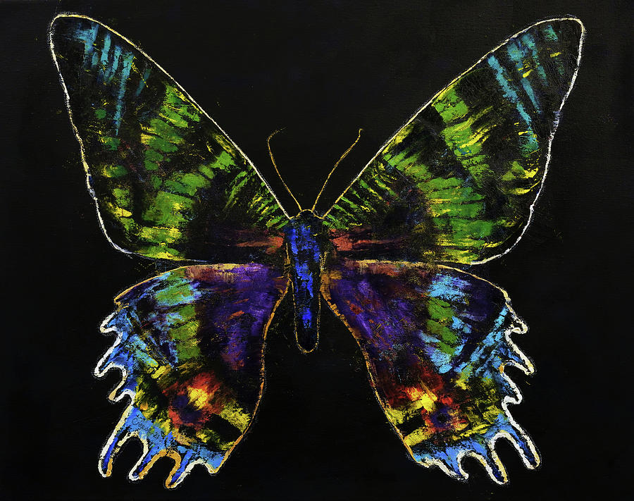 Madagascan Sunset Moth Painting by Michael Creese