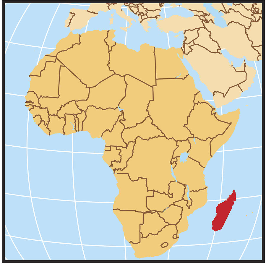 Madagascar locator map Drawing by Globe Turner, LLC