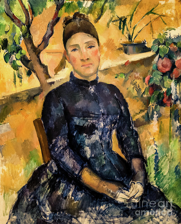 Madame Cezanne in the Conservatory 1891 by Paul Cezanne Painting by Paul Cezanne