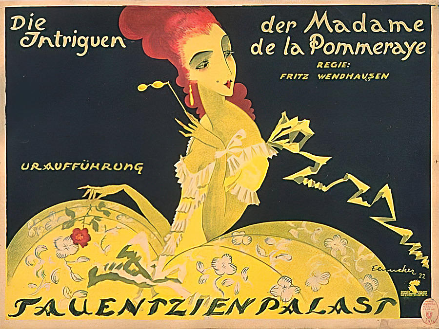 Vintage Mixed Media - Madame de La Pommerayes Intrigues, 1922 - art by Josef Fenneker by Movie World Posters