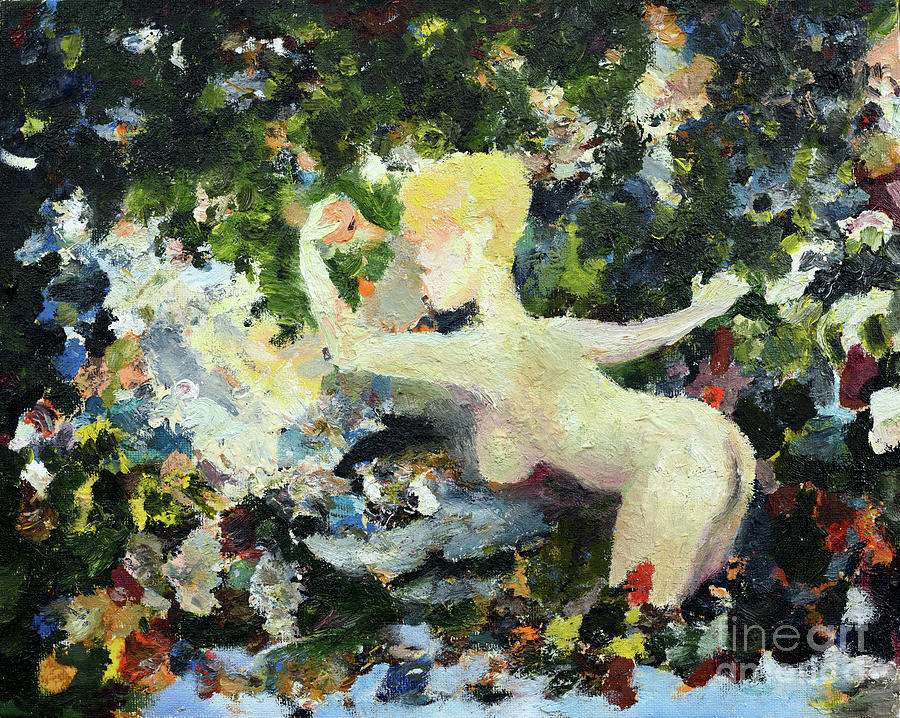 Madame de Pompadour in the Garden of Eden Painting by Oleg Konin