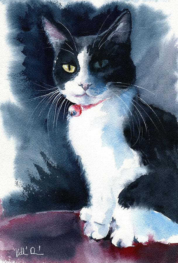 Madame Tuxedo Cat Painting Painting by Dora Hathazi Mendes
